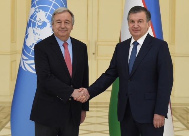 Встреча Шавката Мирзиёева с Генсеком ООН Антониу Гутерришем