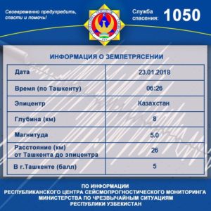 Сообщение МЧС землетрясении в Ташкенте