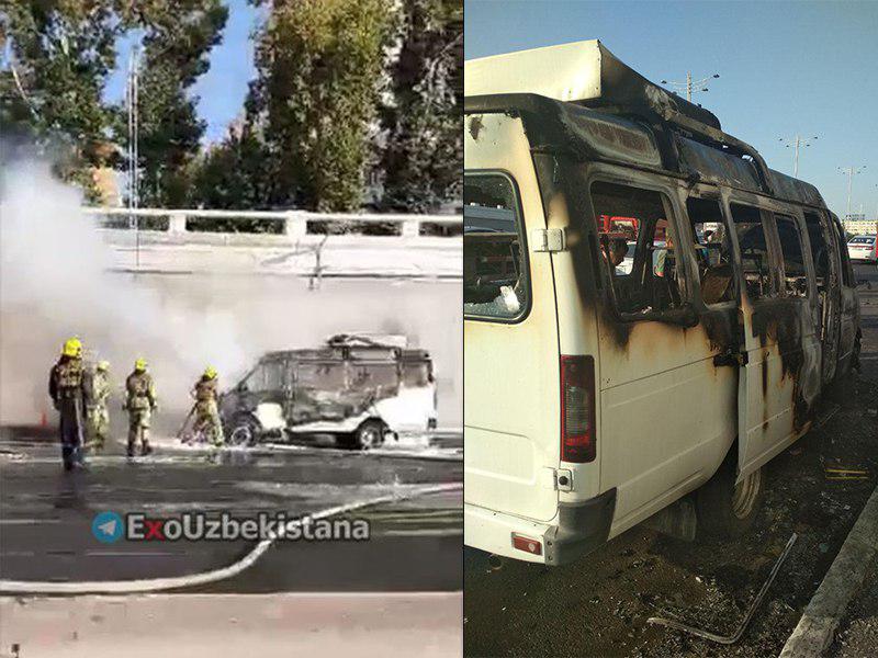 В Ташкенте произошло возгорание маршрутки