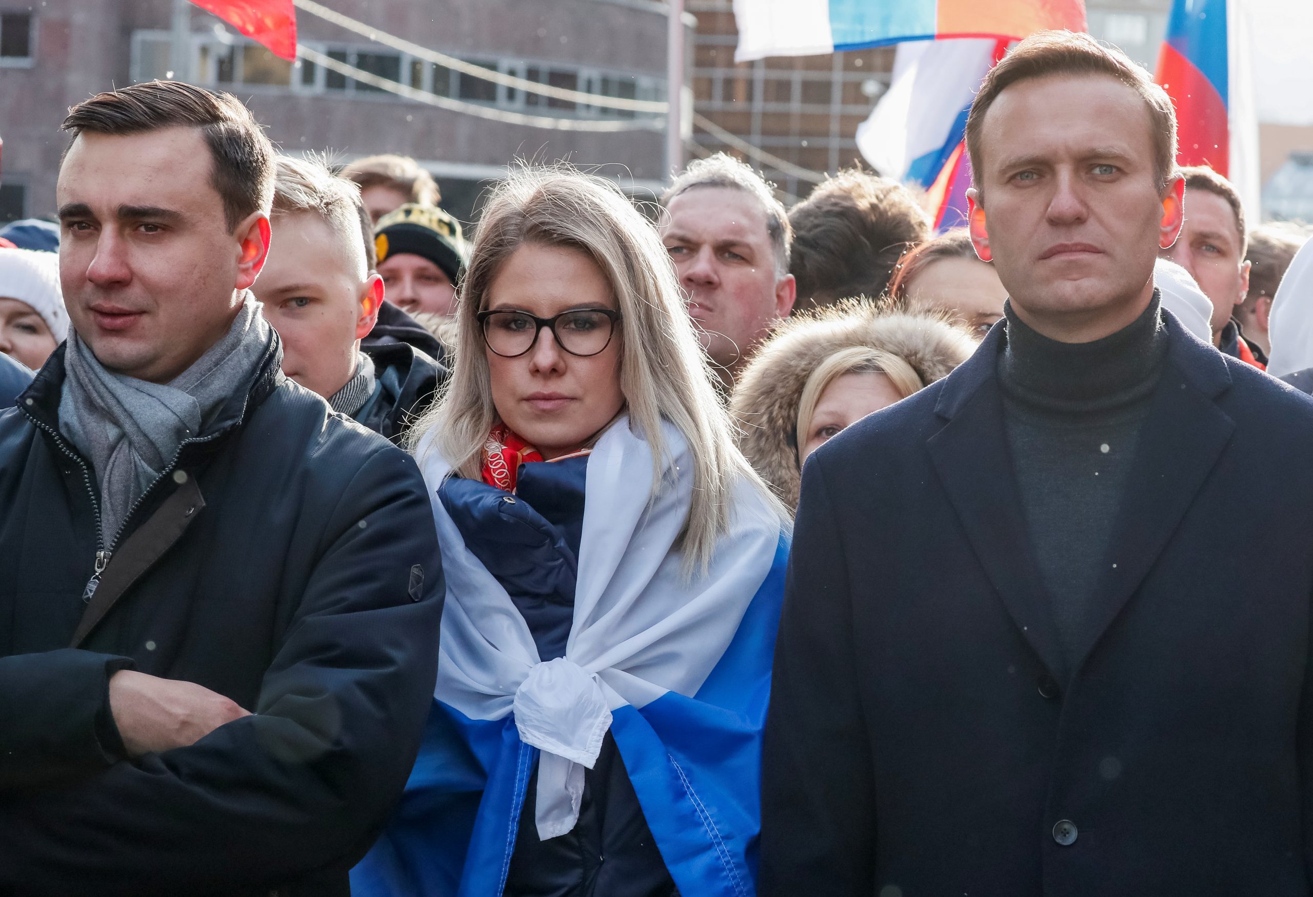 Иван Жданов, Любовь Соболь и Алексей Навальный в 2020 году