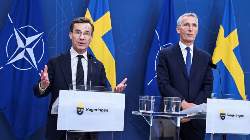 Премьер-министр Швеции Ульф Кристерссон и генеральный секретарь НАТО Йенс Столтенберг на пресс-конференции в Стокгольме в октябре.
